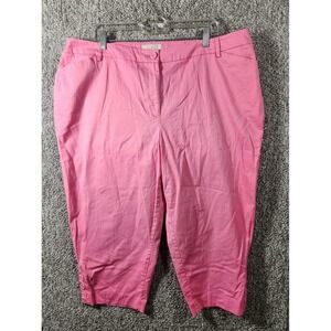 Talbots Capri Pants Pink Stretch Cotton Button Hem Casual Womens 20W